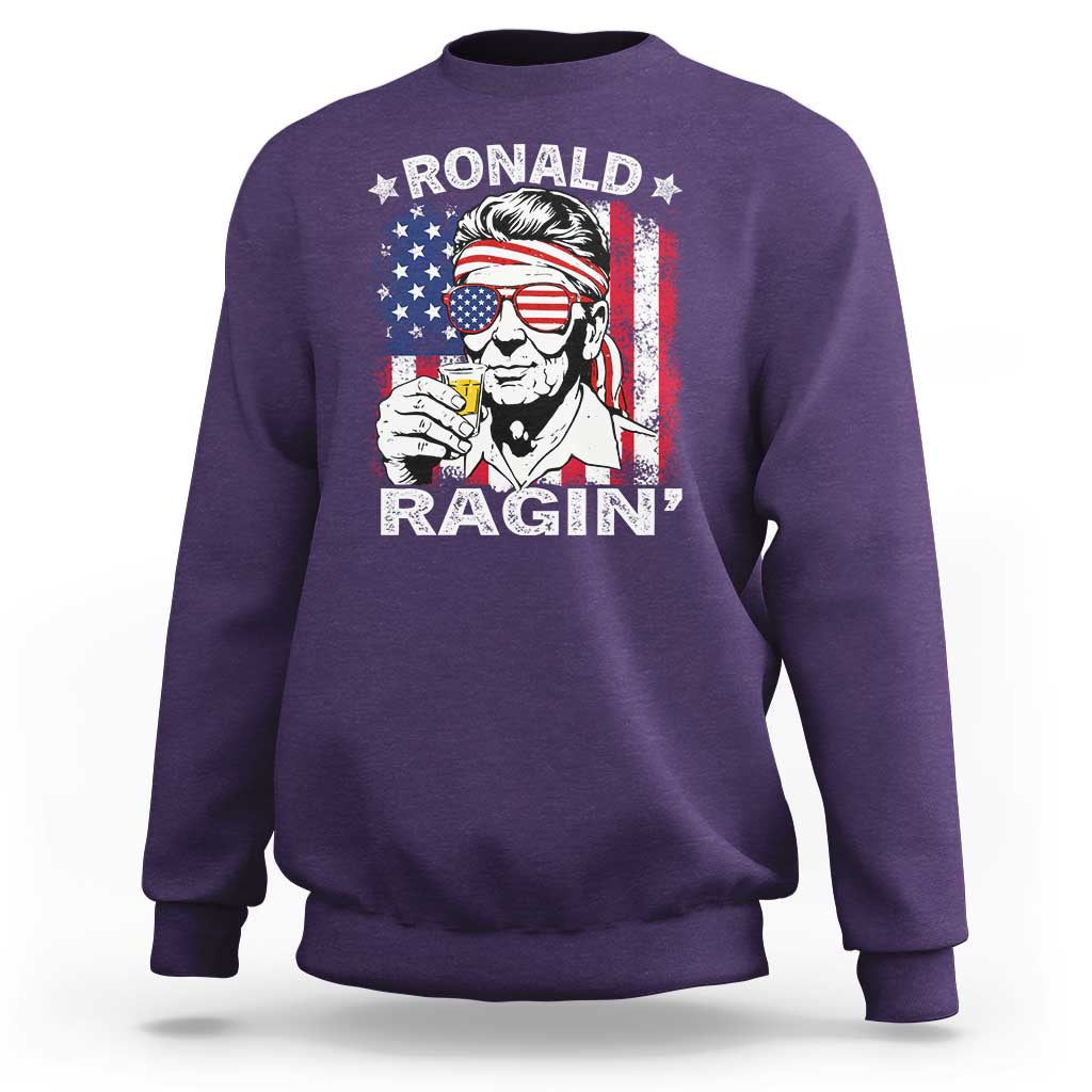 Ronald Reagan Sweatshirt 4th of July America Flag Beer