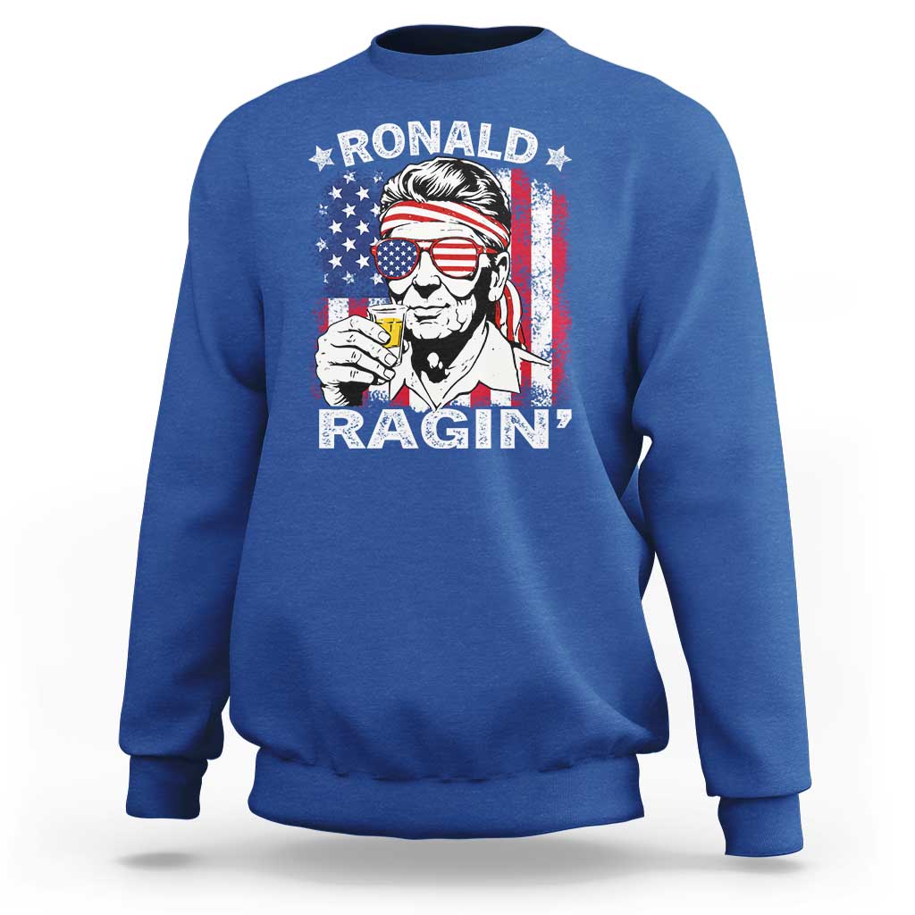 Ronald Reagan Sweatshirt 4th of July America Flag Beer