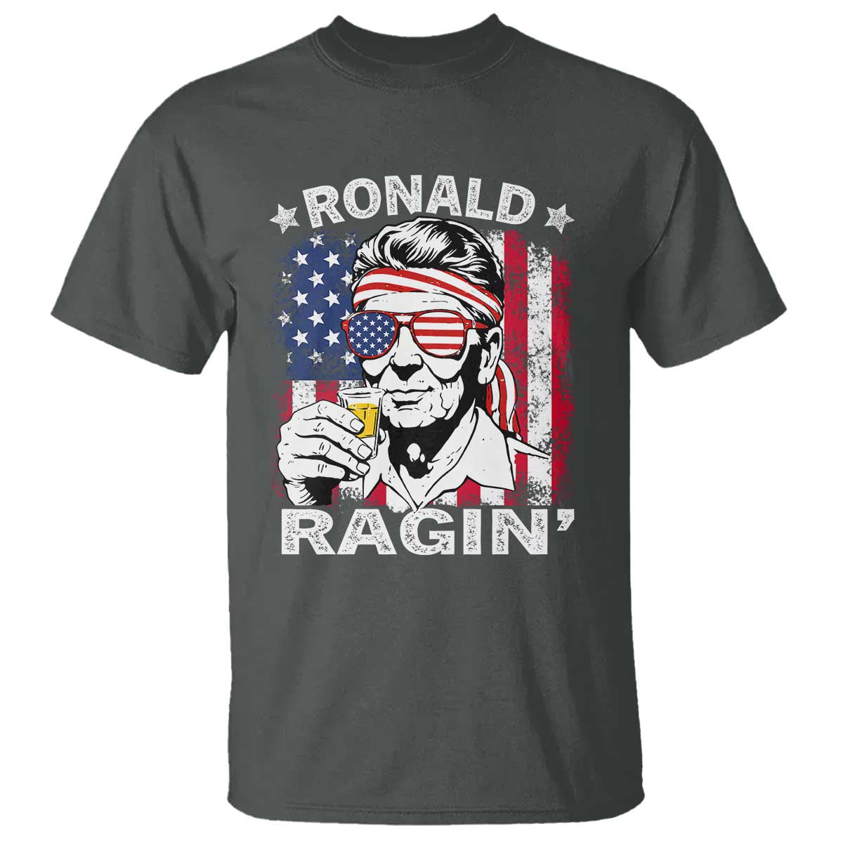 Ronald Reagan T Shirt 4th of July America Flag Beer