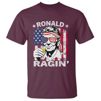 Ronald Reagan T Shirt 4th of July America Flag Beer