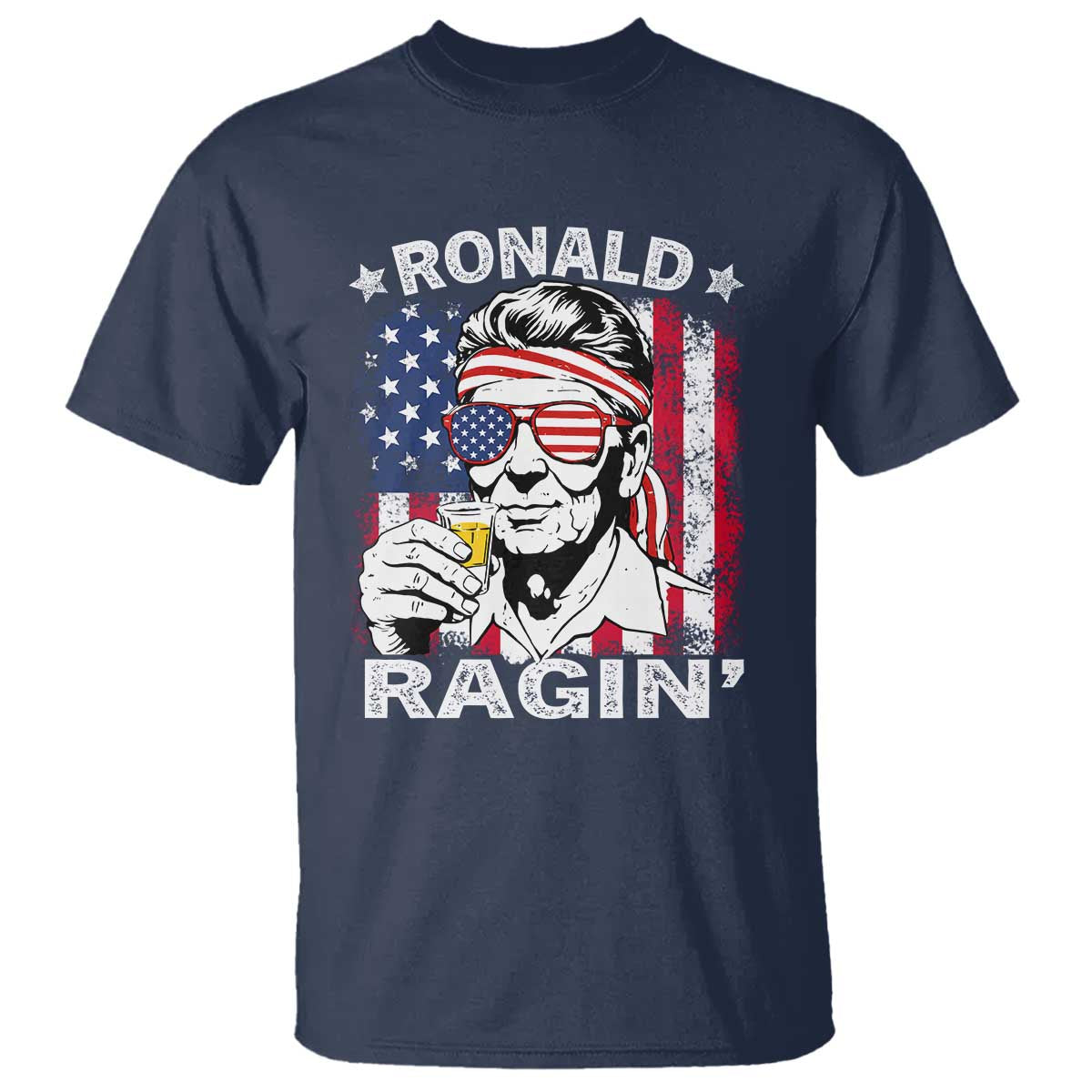 Ronald Reagan T Shirt 4th of July America Flag Beer
