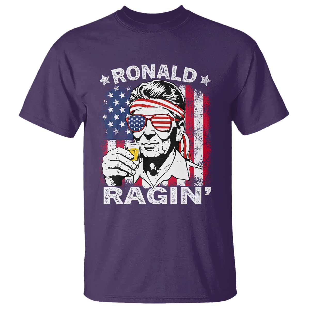 Ronald Reagan T Shirt 4th of July America Flag Beer