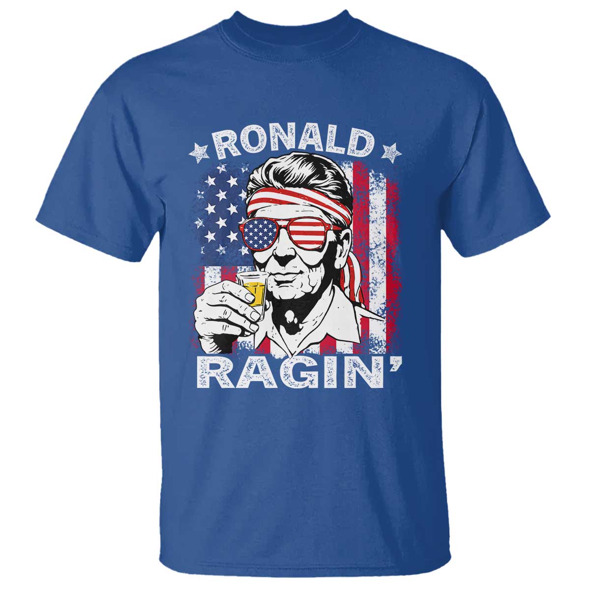 Ronald Reagan T Shirt 4th of July America Flag Beer