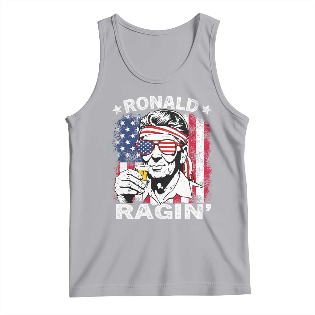 Ronald Reagan Tank Top 4th of July America Flag Beer