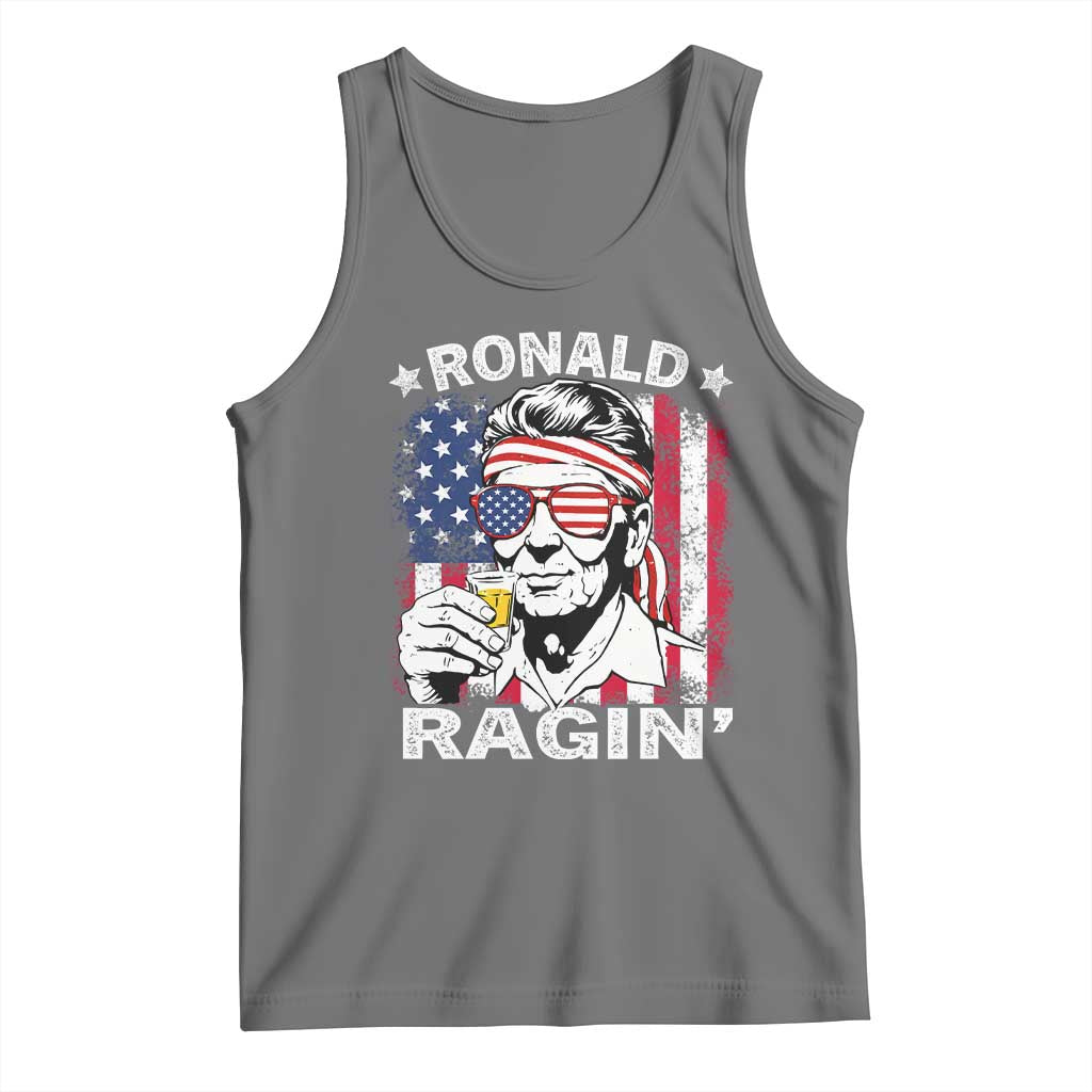 Ronald Reagan Tank Top 4th of July America Flag Beer