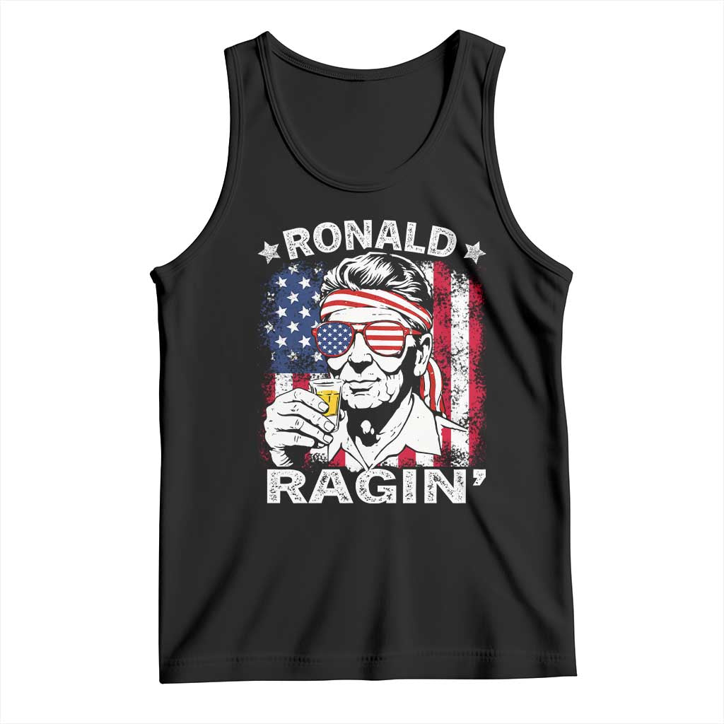 Ronald Reagan Tank Top 4th of July America Flag Beer