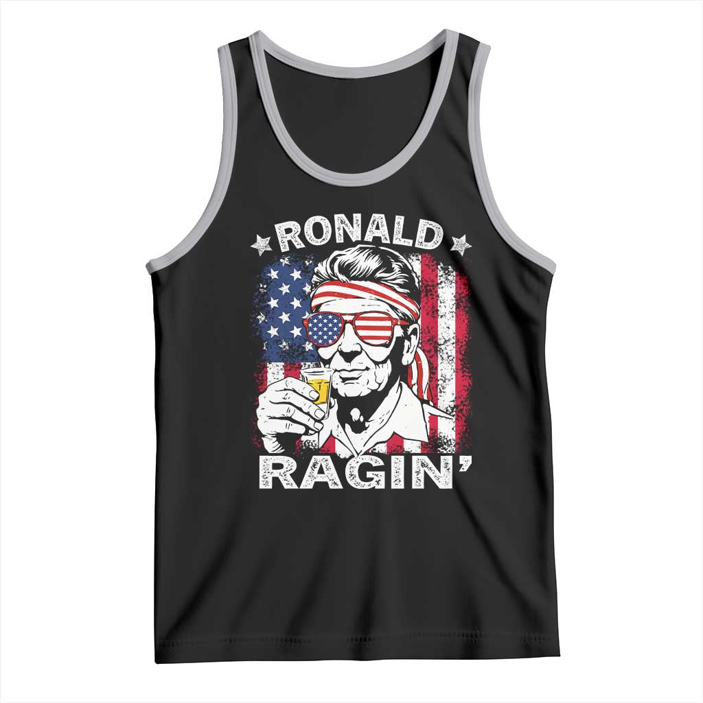 Ronald Reagan Tank Top 4th of July America Flag Beer