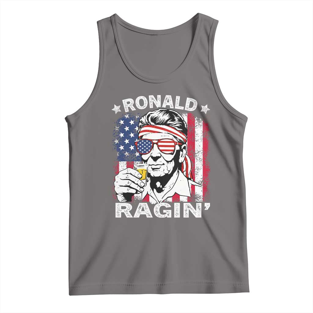 Ronald Reagan Tank Top 4th of July America Flag Beer