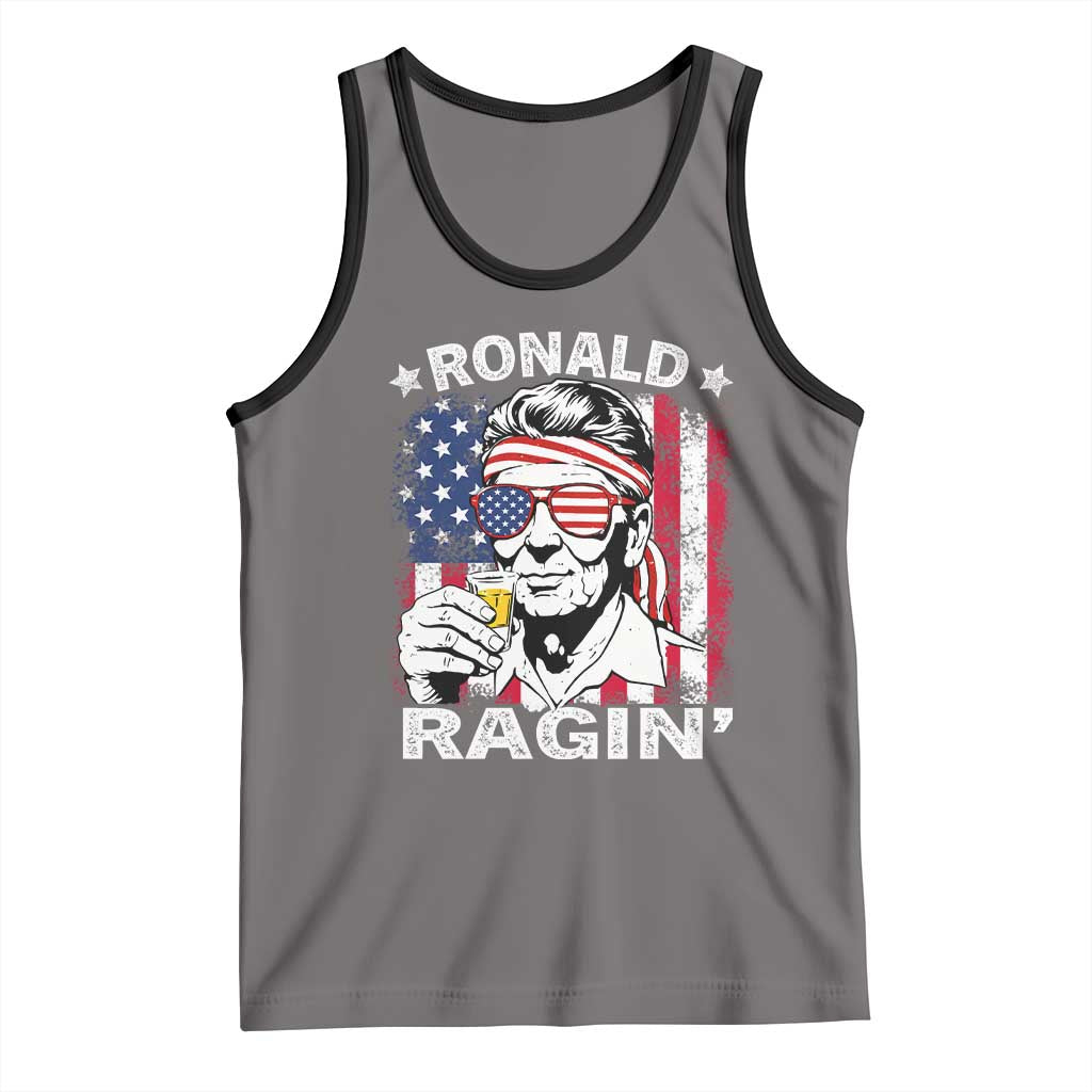 Ronald Reagan Tank Top 4th of July America Flag Beer