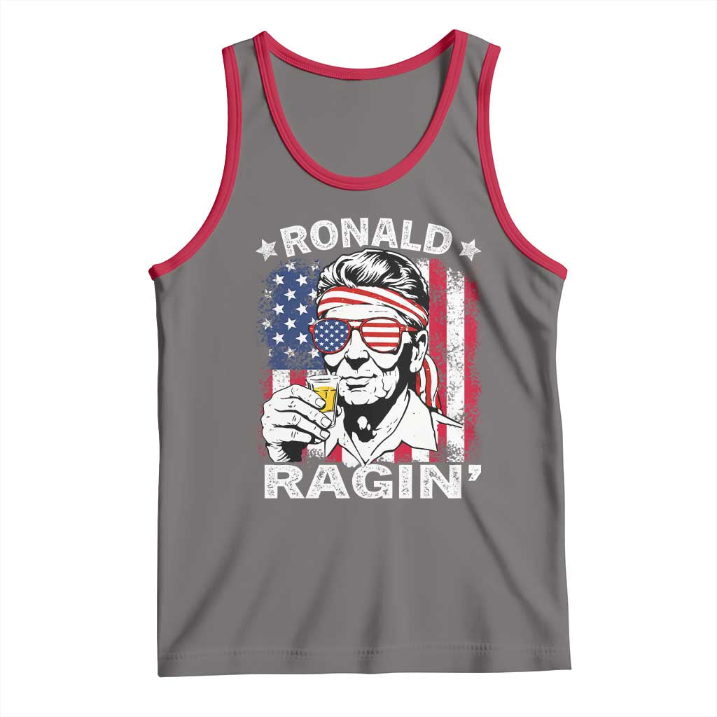 Ronald Reagan Tank Top 4th of July America Flag Beer