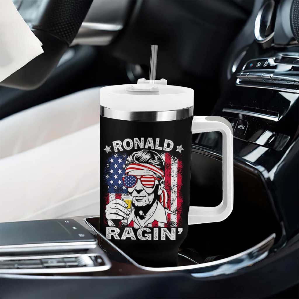 Ronald Reagan Tumbler With Handle 4th of July America Flag Beer