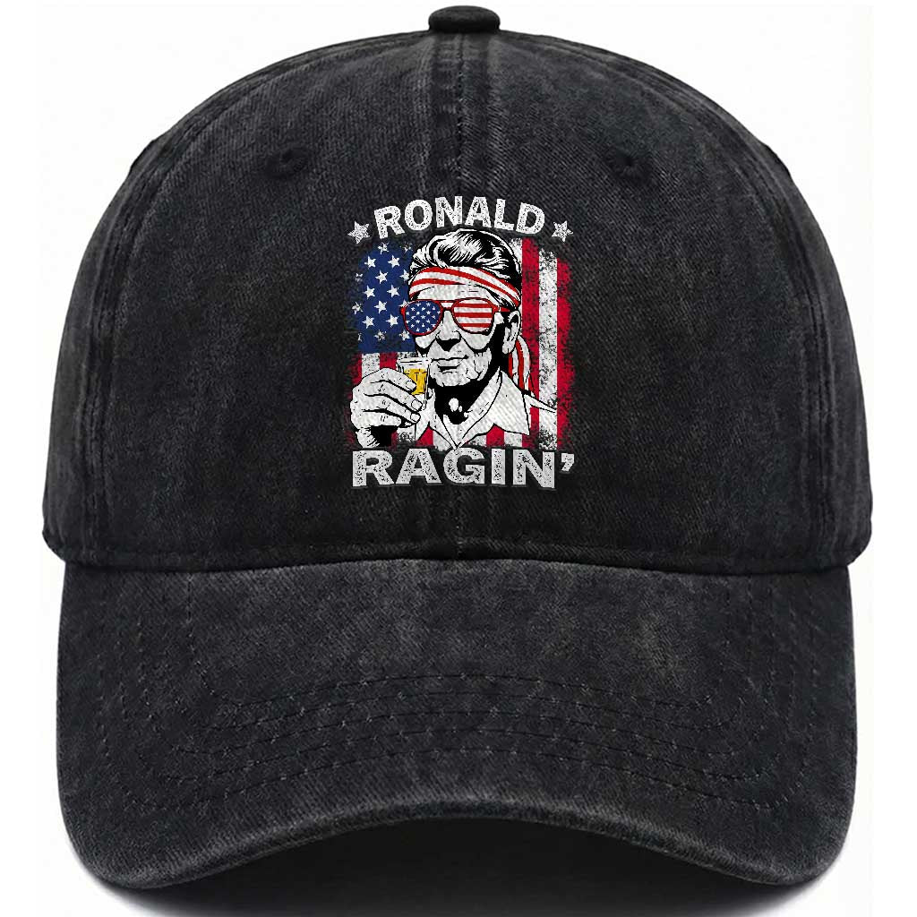 Ronald Reagan Washed Cotton Baseball Cap 4th of July America Flag Beer