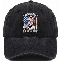 Ronald Reagan Washed Cotton Baseball Cap 4th of July America Flag Beer
