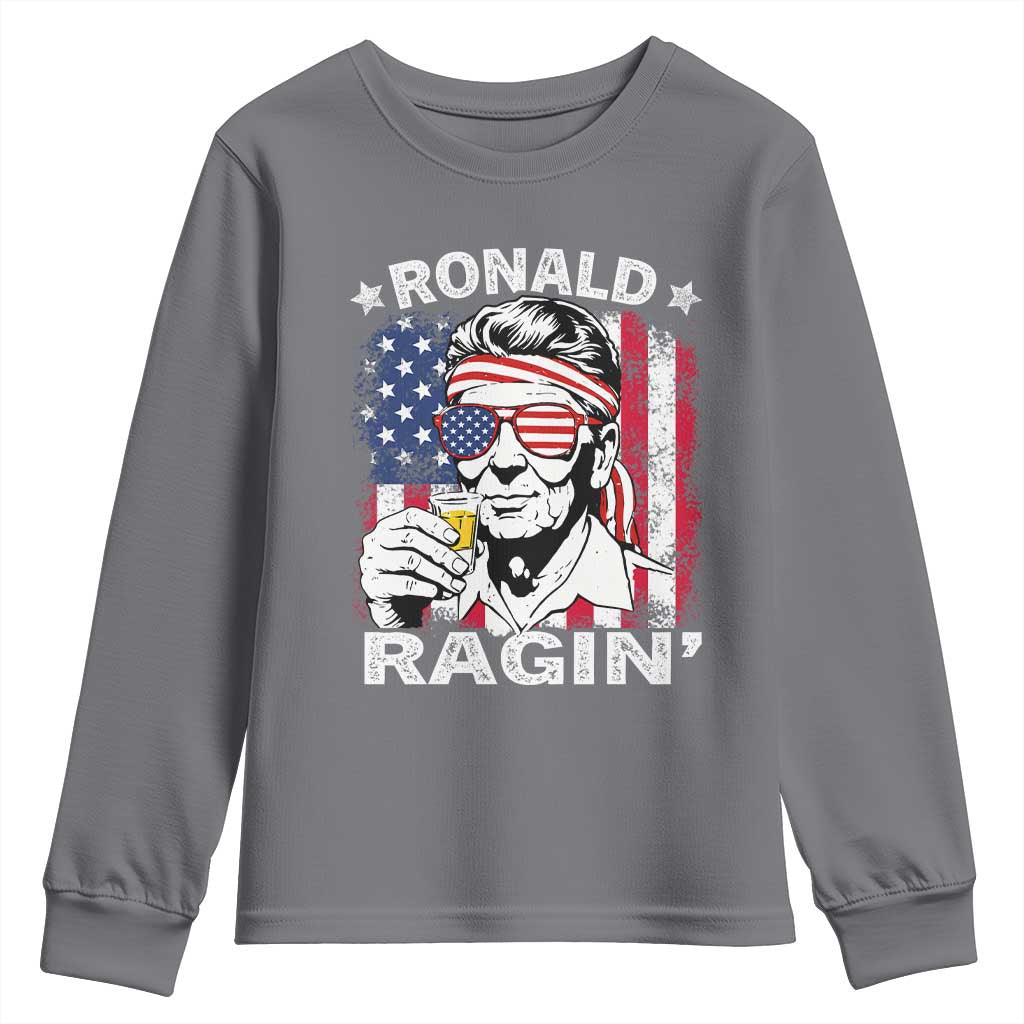 Ronald Reagan Youth Sweatshirt 4th of July America Flag Beer