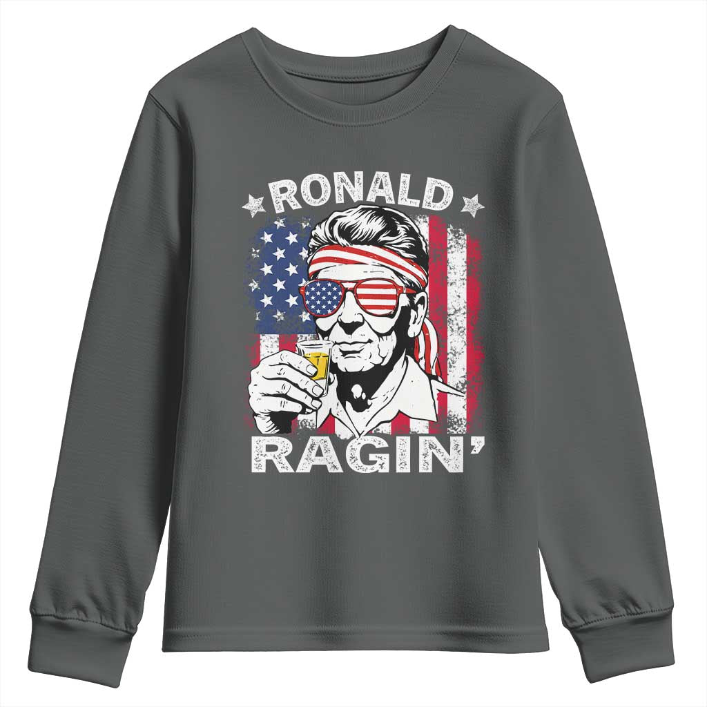 Ronald Reagan Youth Sweatshirt 4th of July America Flag Beer
