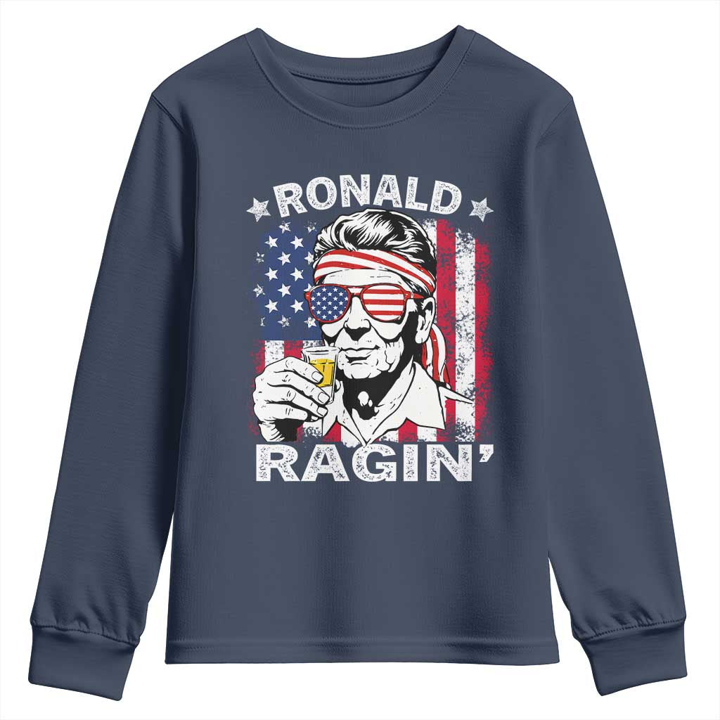 Ronald Reagan Youth Sweatshirt 4th of July America Flag Beer