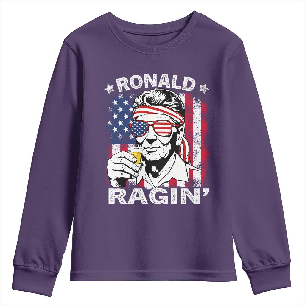 Ronald Reagan Youth Sweatshirt 4th of July America Flag Beer