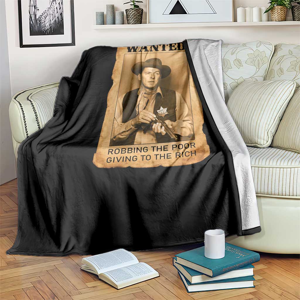 Ronald Reagan Cowboy Retro American President Throw Blanket Robbing The Poor GIving To Te Rich