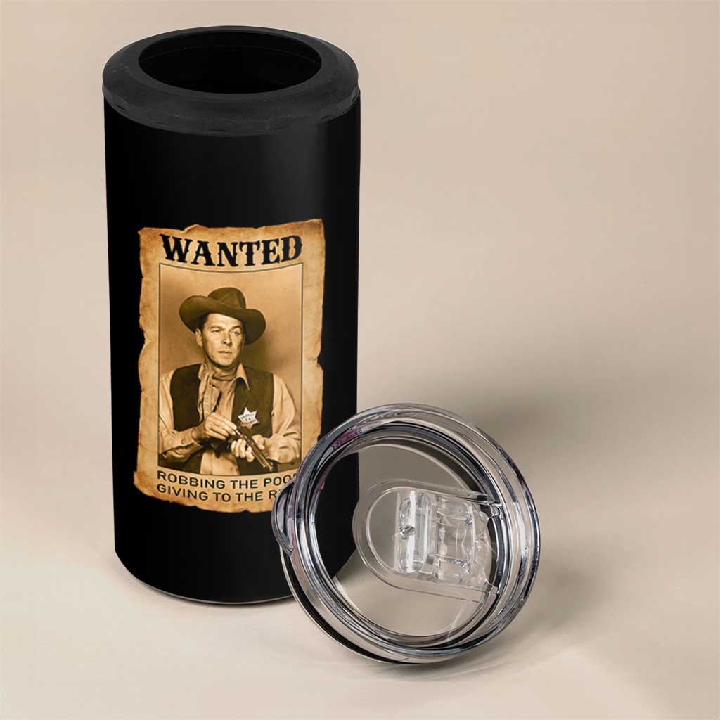 Ronald Reagan Cowboy Retro American President 4 in 1 Can Cooler Tumbler Robbing The Poor GIving To Te Rich
