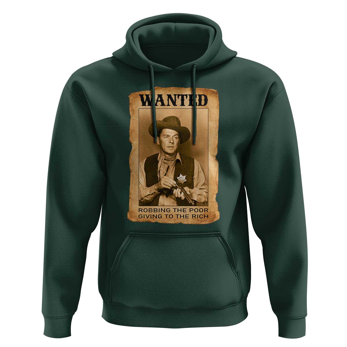 Ronald Reagan Cowboy Retro American President Hoodie Robbing The Poor GIving To Te Rich