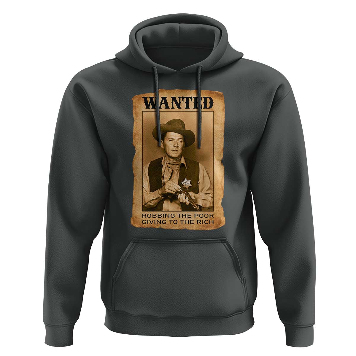Ronald Reagan Cowboy Retro American President Hoodie Robbing The Poor GIving To Te Rich