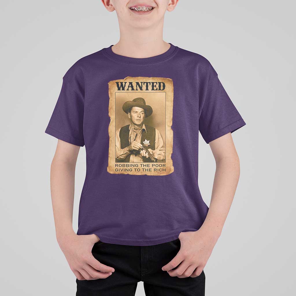 Ronald Reagan Cowboy Retro American President T Shirt For Kid Robbing The Poor GIving To Te Rich