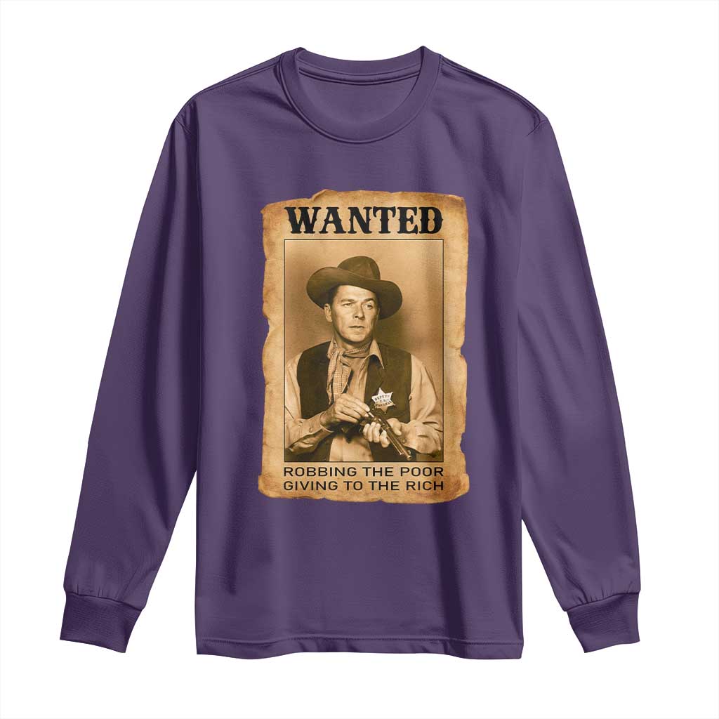 Ronald Reagan Cowboy Retro American President Long Sleeve Shirt Robbing The Poor GIving To Te Rich