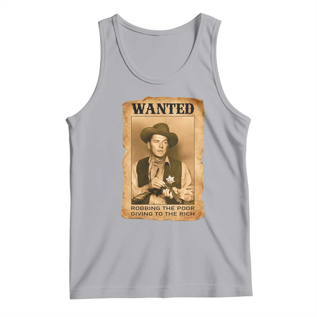 Ronald Reagan Cowboy Retro American President Tank Top Robbing The Poor GIving To Te Rich