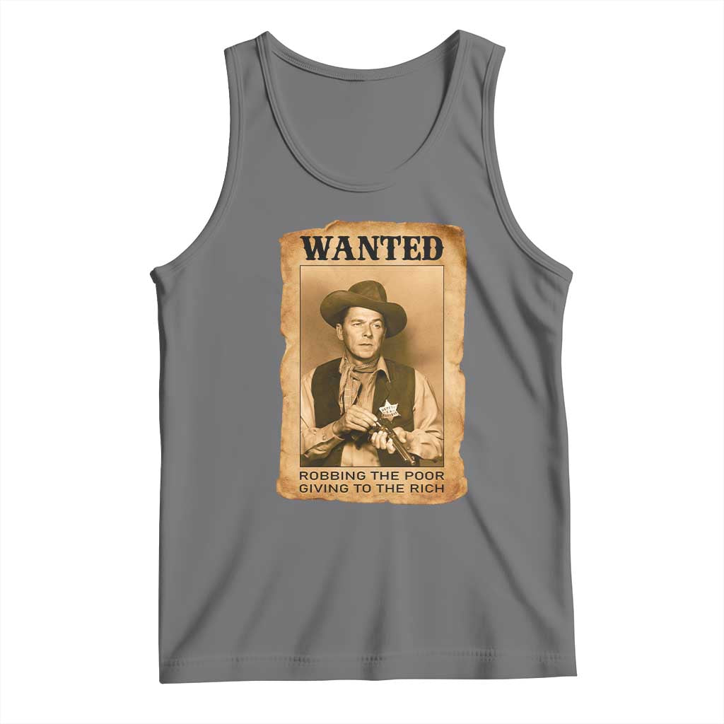 Ronald Reagan Cowboy Retro American President Tank Top Robbing The Poor GIving To Te Rich