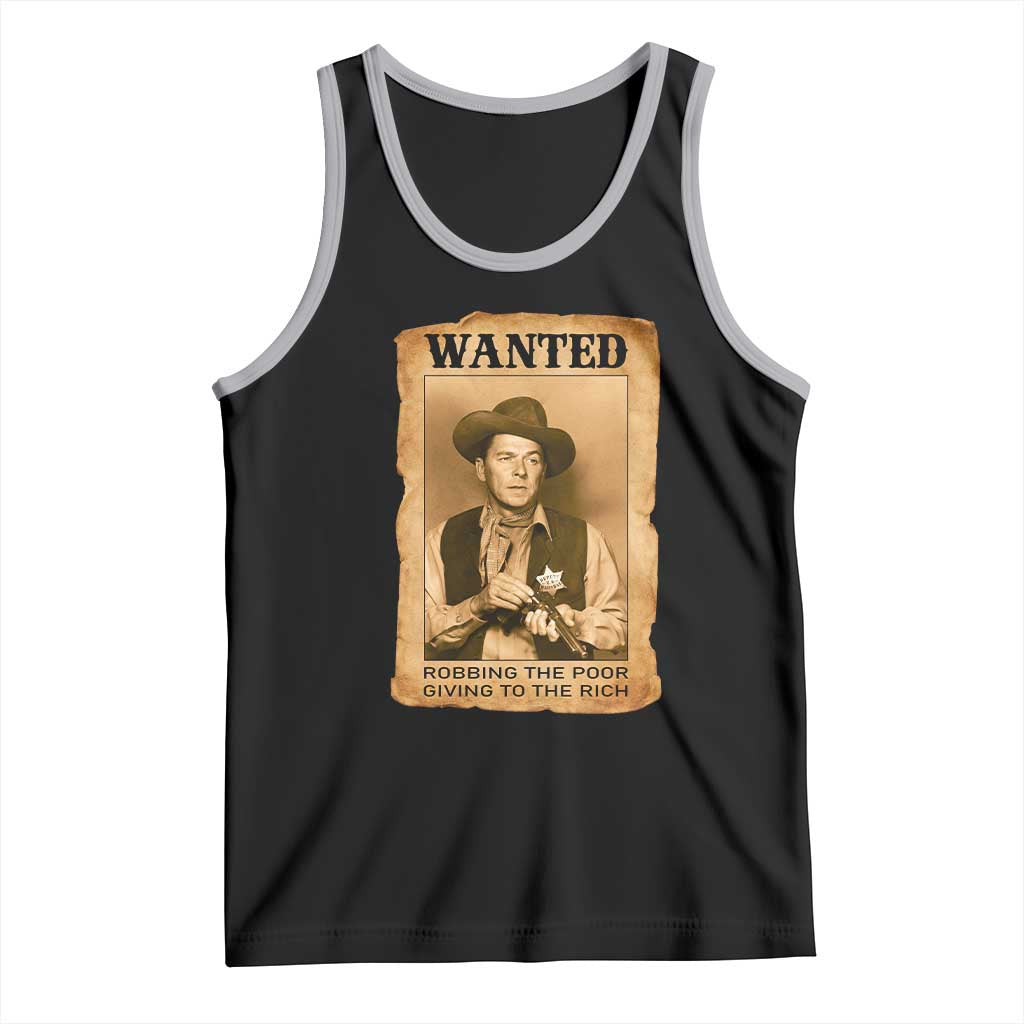 Ronald Reagan Cowboy Retro American President Tank Top Robbing The Poor GIving To Te Rich