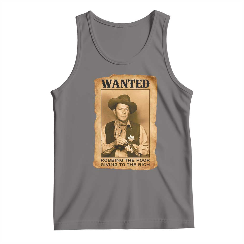 Ronald Reagan Cowboy Retro American President Tank Top Robbing The Poor GIving To Te Rich