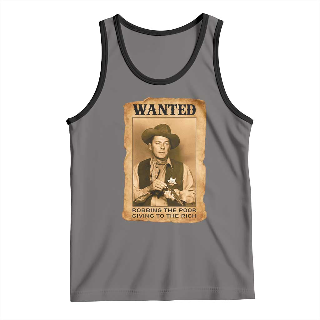Ronald Reagan Cowboy Retro American President Tank Top Robbing The Poor GIving To Te Rich
