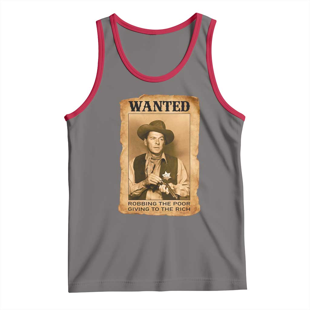 Ronald Reagan Cowboy Retro American President Tank Top Robbing The Poor GIving To Te Rich