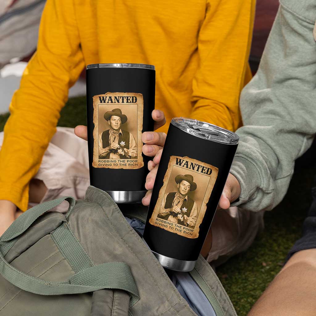 Ronald Reagan Cowboy Retro American President Tumbler Cup Robbing The Poor GIving To Te Rich