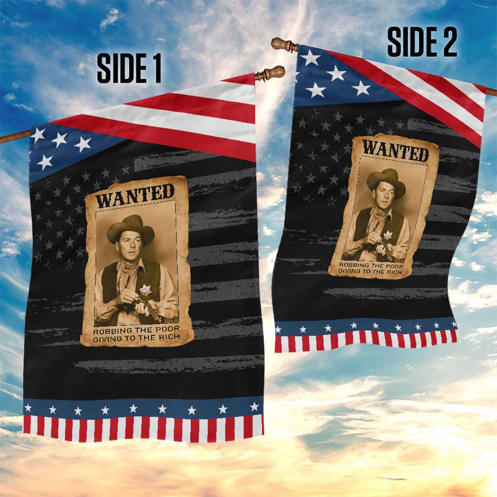 Ronald Reagan Cowboy Retro American President Garden Flag Robbing The Poor GIving To Te Rich