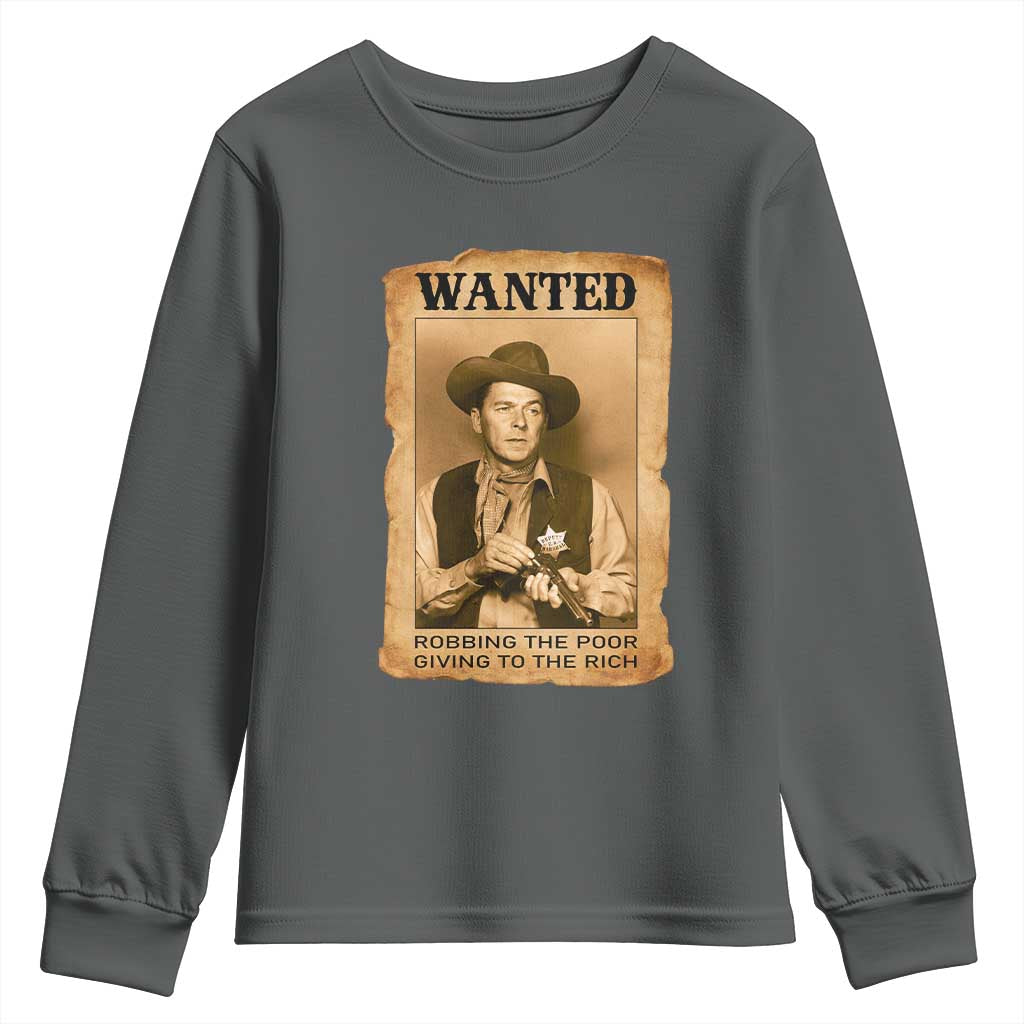 Ronald Reagan Cowboy Retro American President Youth Sweatshirt Robbing The Poor GIving To Te Rich