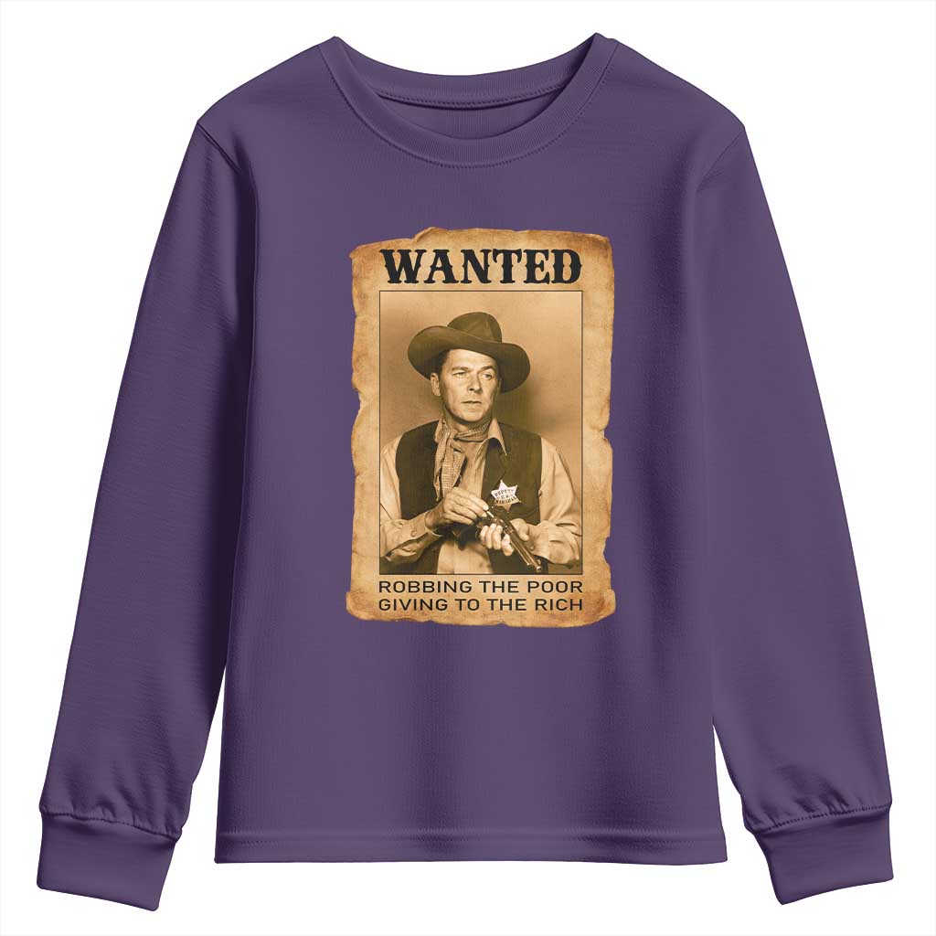 Ronald Reagan Cowboy Retro American President Youth Sweatshirt Robbing The Poor GIving To Te Rich