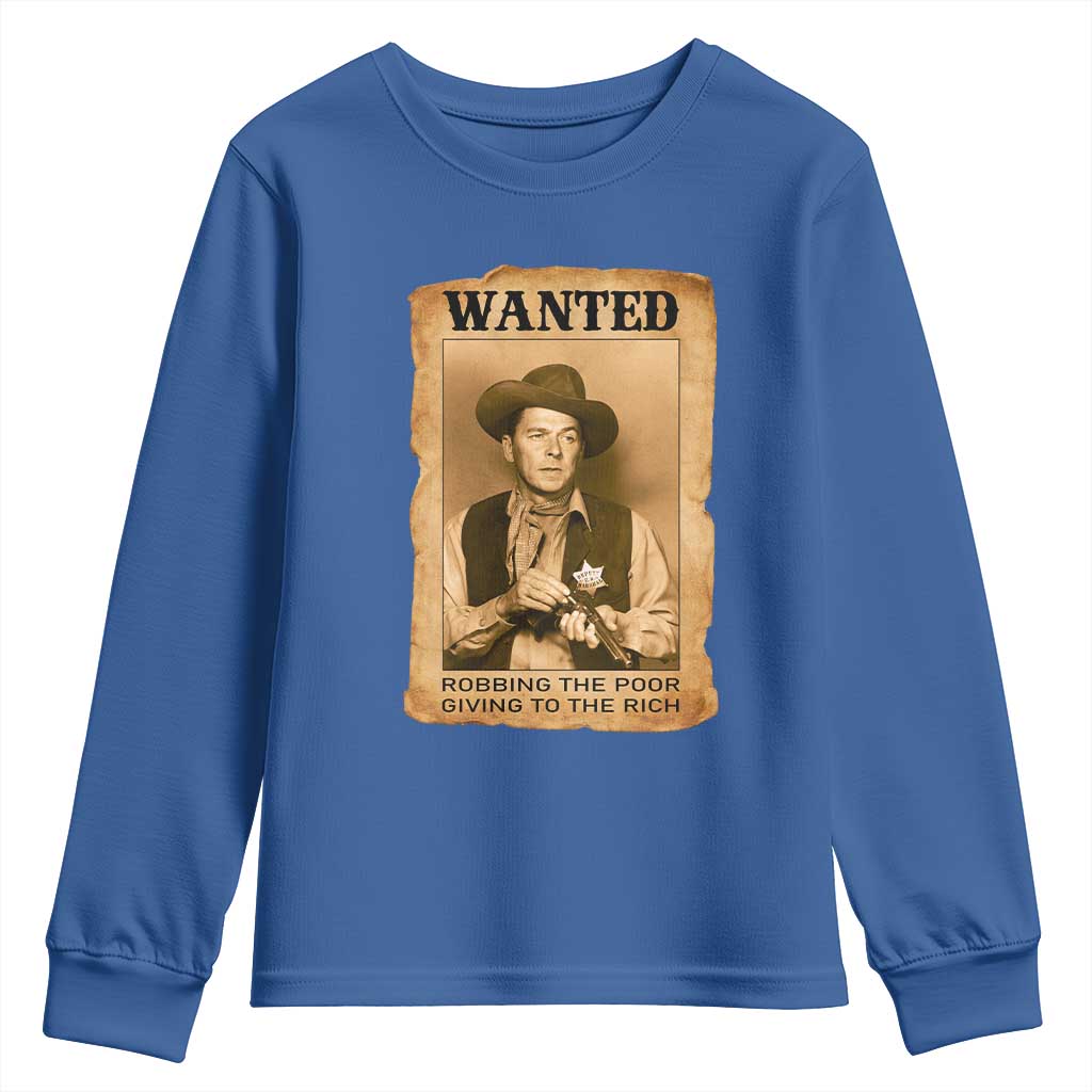 Ronald Reagan Cowboy Retro American President Youth Sweatshirt Robbing The Poor GIving To Te Rich
