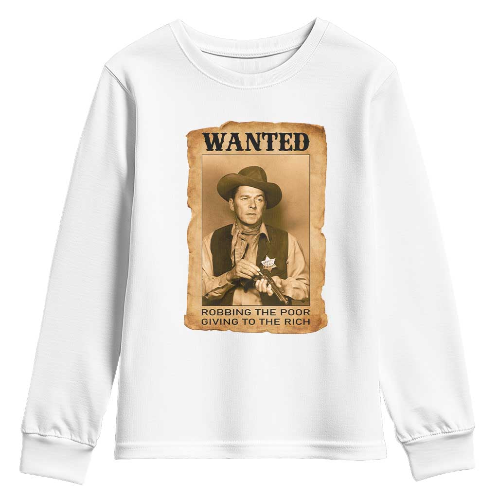 Ronald Reagan Cowboy Retro American President Youth Sweatshirt Robbing The Poor GIving To Te Rich