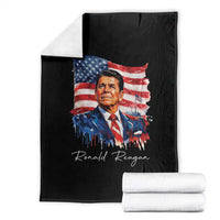 Ronald Regan Patriotic American Flag President Throw Blanket