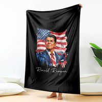 Ronald Regan Patriotic American Flag President Throw Blanket
