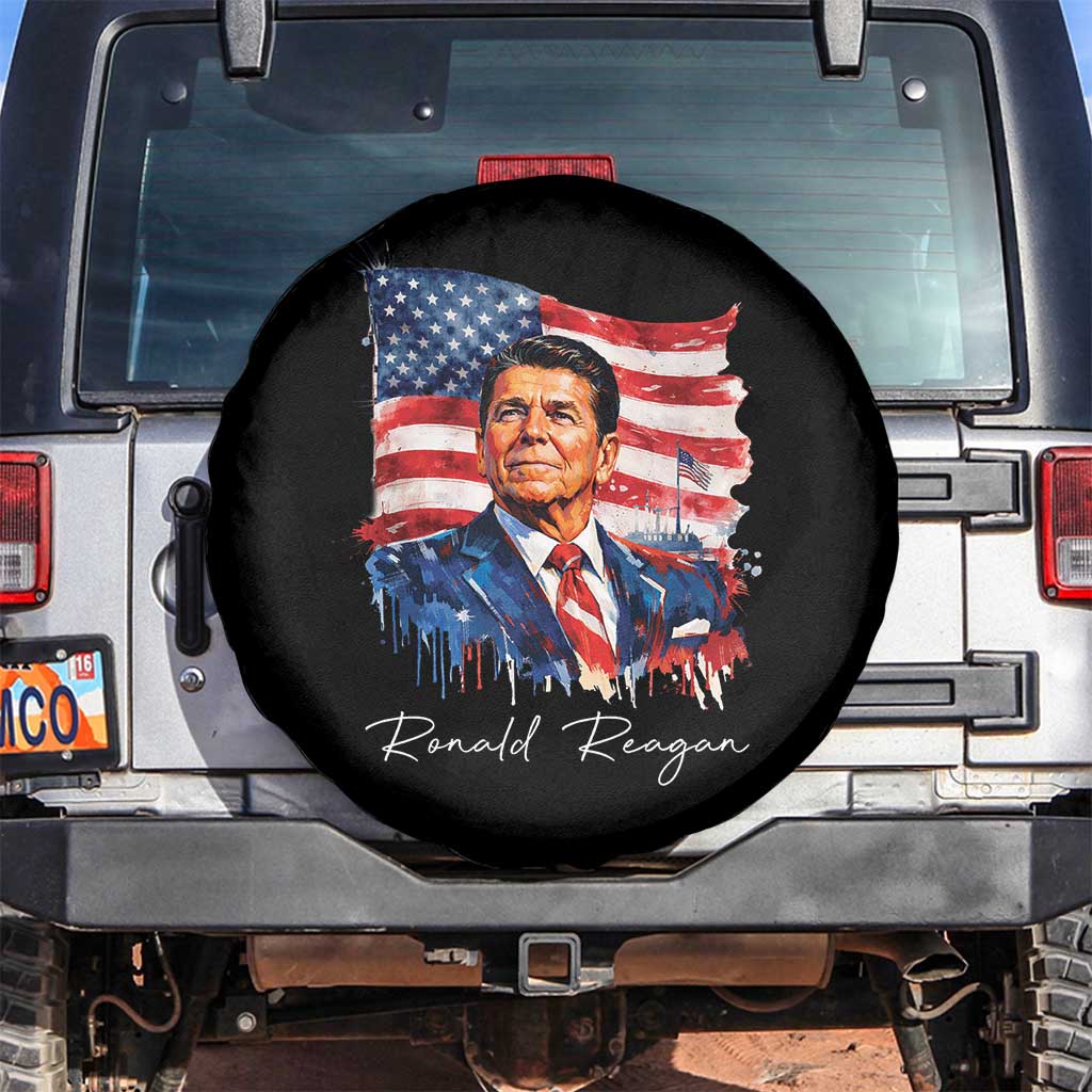 Ronald Regan Patriotic American Flag President Spare Tire Cover