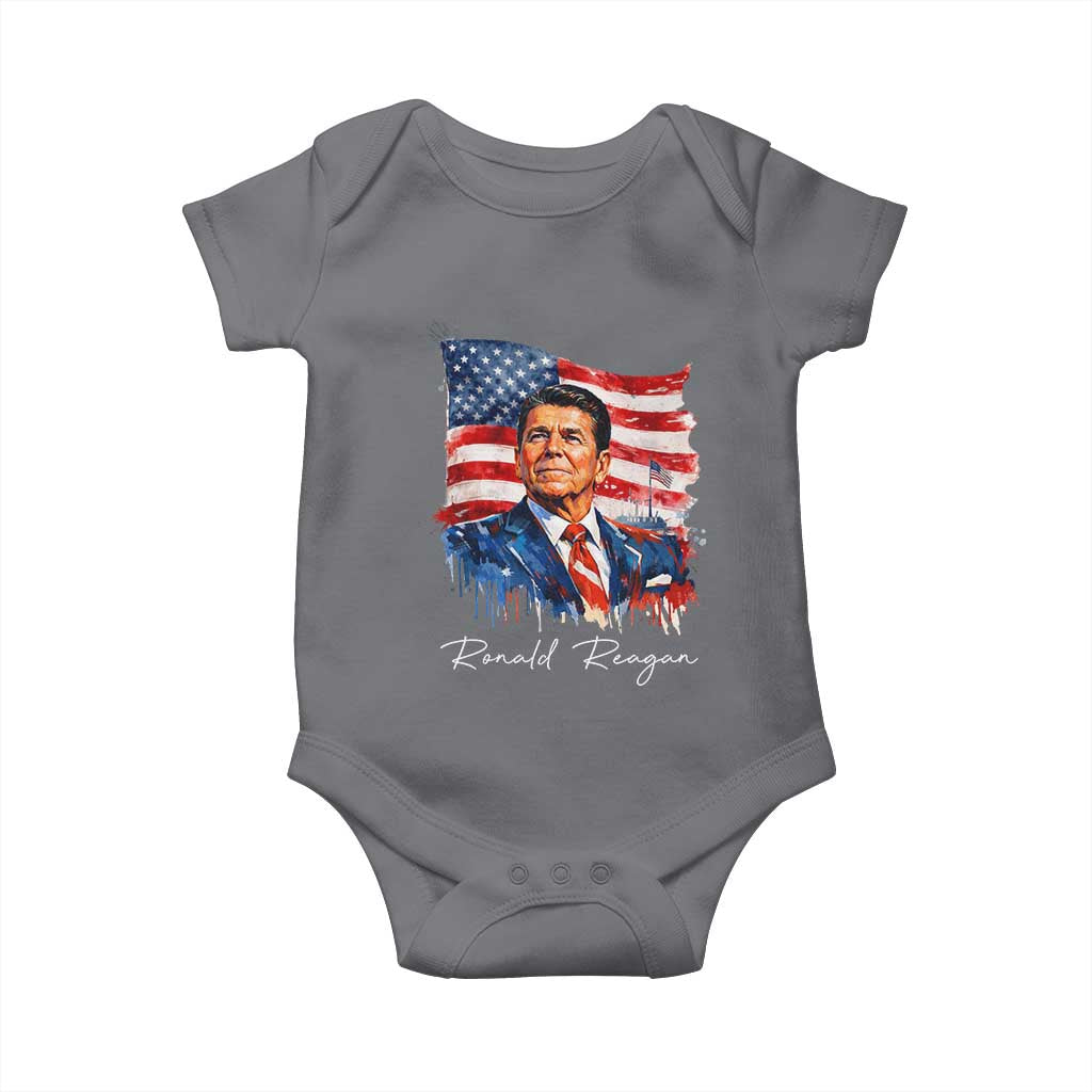 Ronald Regan Patriotic American Flag President Baby Onesie