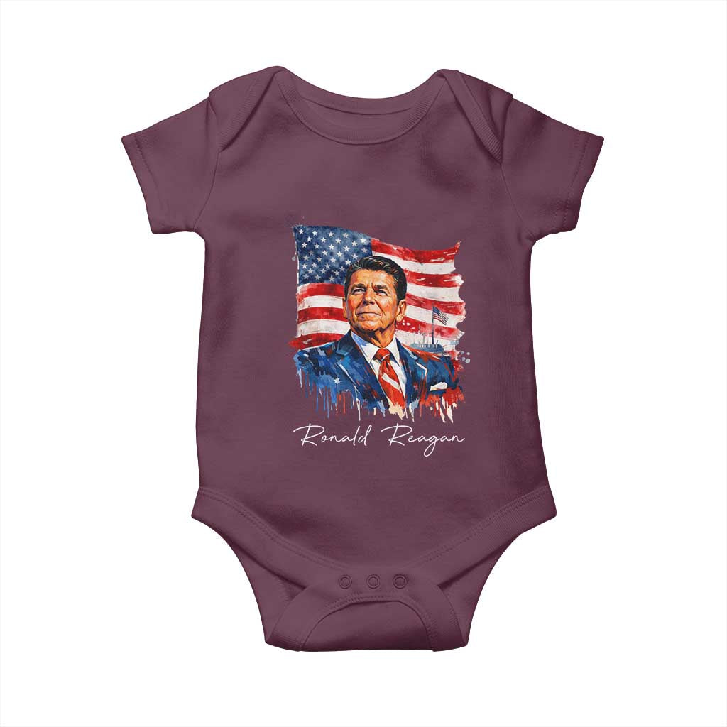 Ronald Regan Patriotic American Flag President Baby Onesie