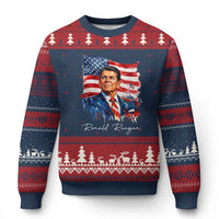 Ronald Regan Patriotic American Flag President Ugly Christmas Sweater