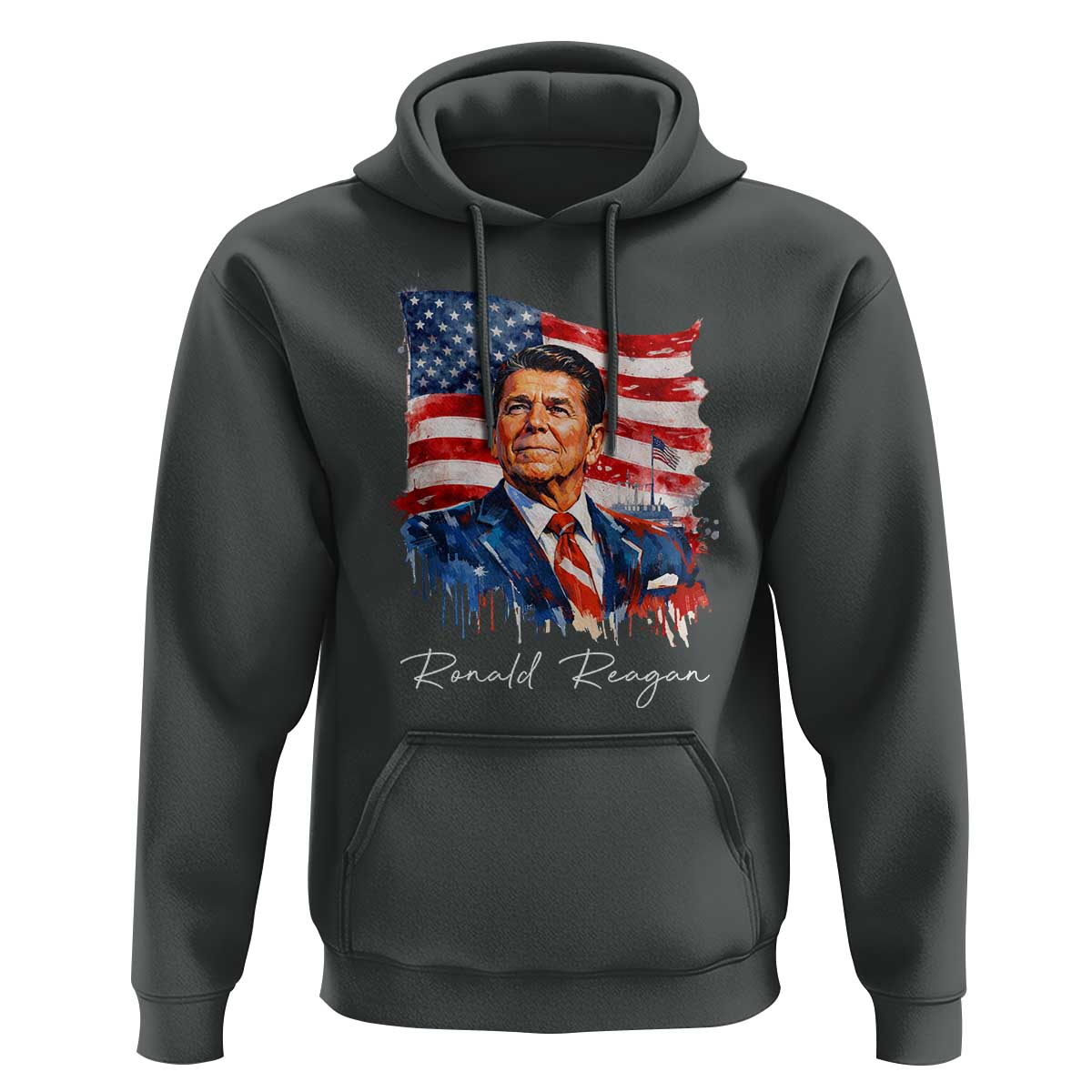 Ronald Regan Patriotic American Flag President Hoodie