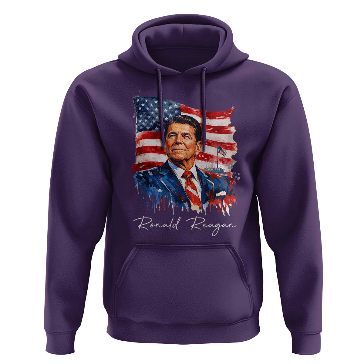 Ronald Regan Patriotic American Flag President Hoodie