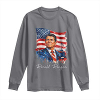 Ronald Regan Patriotic American Flag President Long Sleeve Shirt
