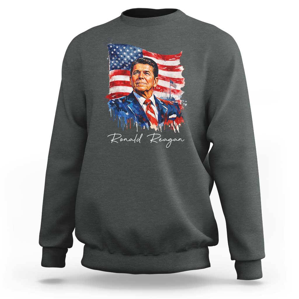 Ronald Regan Patriotic American Flag President Sweatshirt