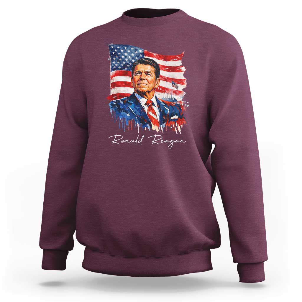 Ronald Regan Patriotic American Flag President Sweatshirt